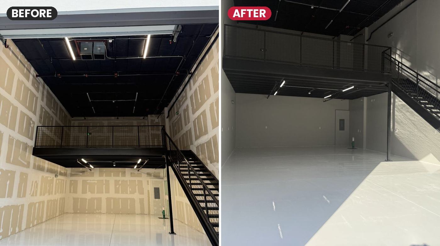 Before and after: commercial warehouse interior painted